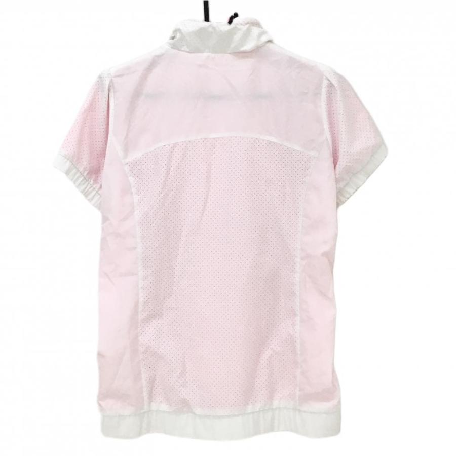 adidas アディダス 半袖ブルゾン 白×ピンク パンチング ロゴ