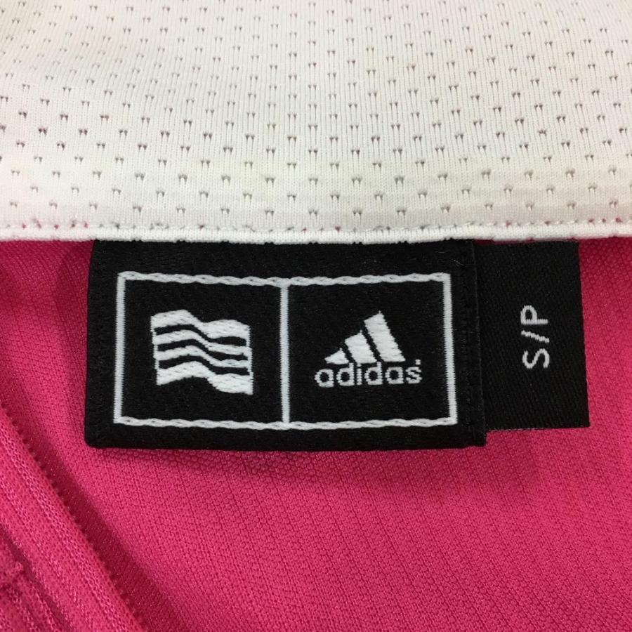 adidas（アディダス） ワンピース ピンク×白 織生地 袖3ライン ハーフ
