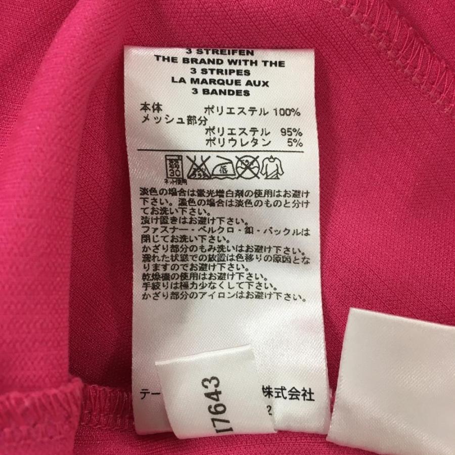adidas（アディダス） ワンピース ピンク×白 織生地 袖3ライン ハーフ