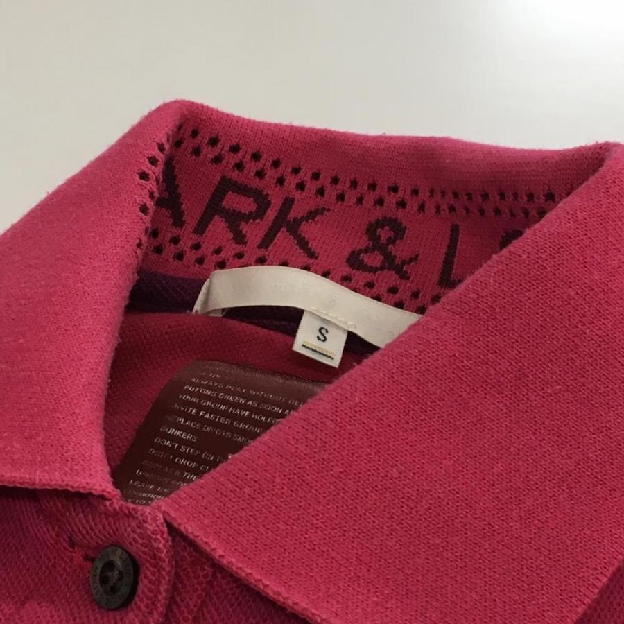 MARK&LONA マークアンドロナ 長袖ポロシャツ ピンク 刺しゅう総
