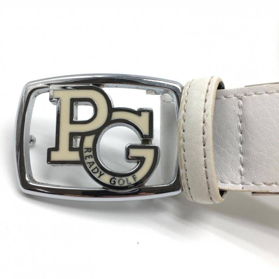 パーリーゲイツ ベルト 白×シルバー ロゴバックル レディース ゴルフ