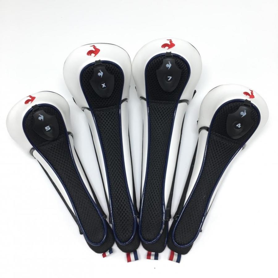 美品】ルコック ヘッドカバー4点セット（FW×2 UT×2）白×黒 ロゴ 