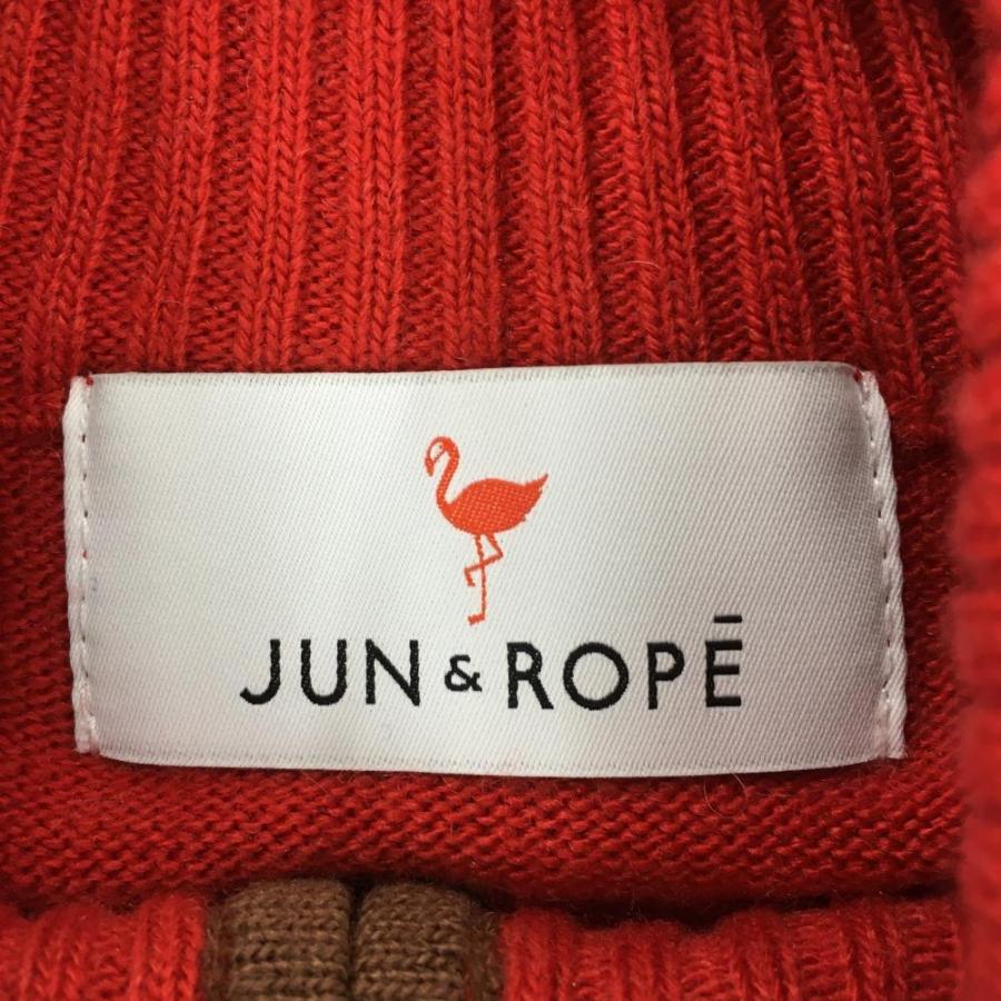 JUN&ROPE'（ジュンアンドロペ） ニットベスト レッド×ブラウン 後ろ太