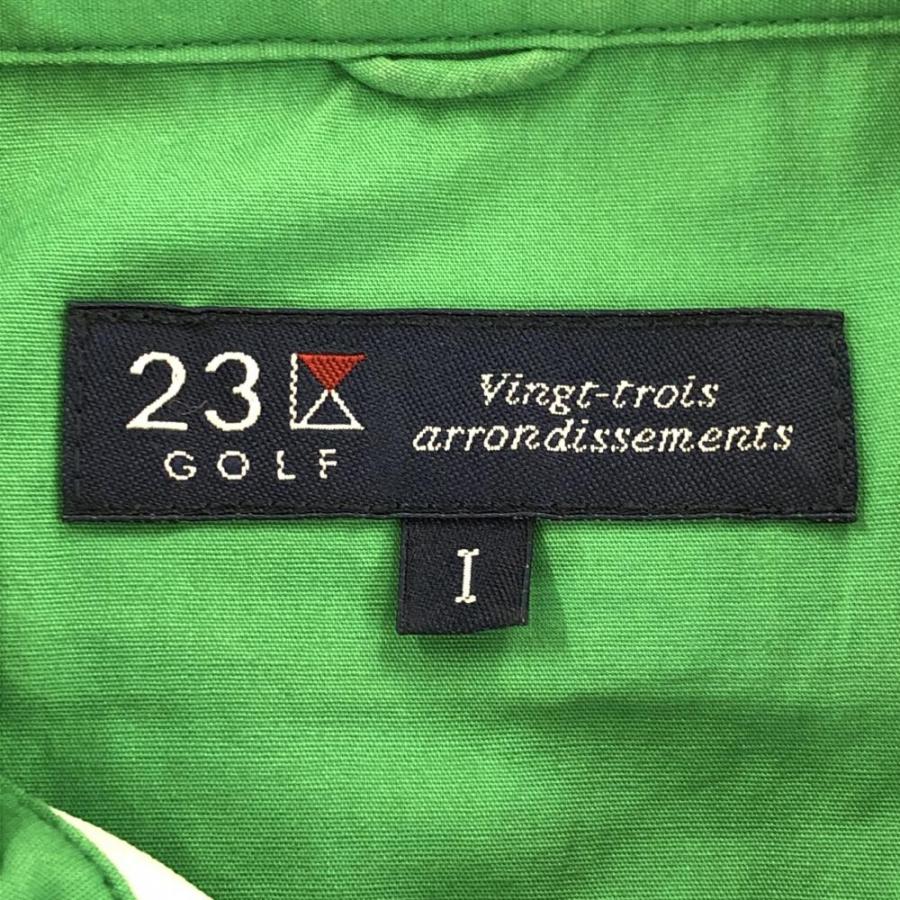 23区GOLF 23区ゴルフ 長袖ポロシャツ ピンク×白 ストライプ柄 ロゴ