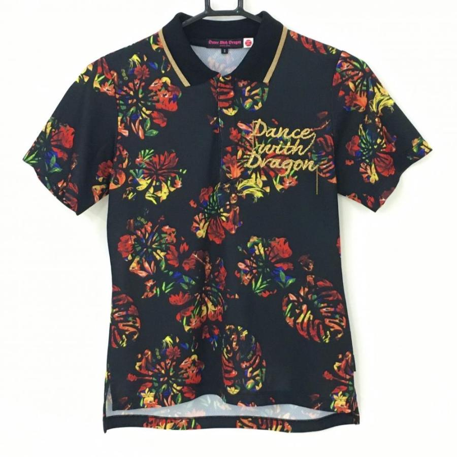 Dance With Dragon（ダンスウィズドラゴン） 半袖ポロシャツ 黒×レッド