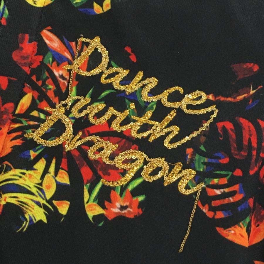 DANCE WITH DRAGON 総柄 半袖 ポロシャツ 芸術 アート ゴルフ Dance With Dragon（ダンスウィズドラゴン） 半袖ポロシャツ 黒×レッド