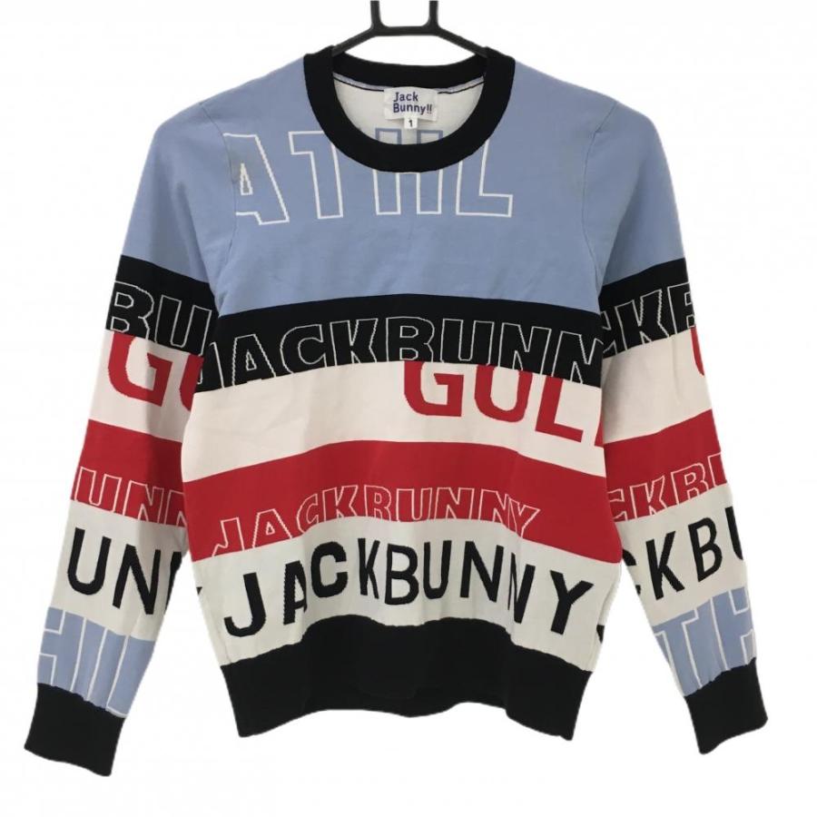 Jack Bunny!!（ジャックバニー） セーター ライトブルー×白 ロゴ