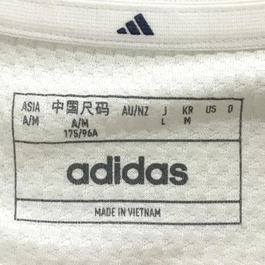 アディダス 半袖Tシャツ 白×ネイビー HEATRDY ロゴワッペン メンズ L 