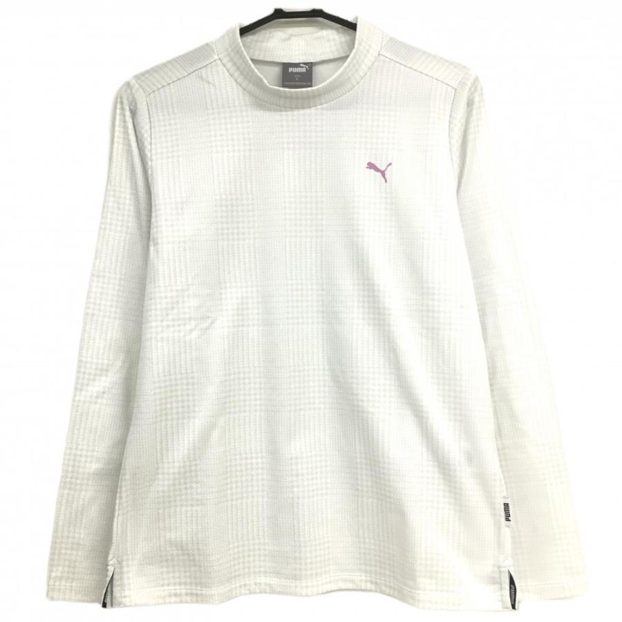 PUMA プーマ 長袖ハイネックシャツ 白×ライトグレー グレン