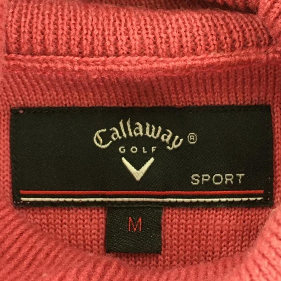 キャロウェイ　Callaway タートルネック　セーター　刺繍ロゴ　ウール混　L Callaway（キャロウェイ） タートルネックセーター ピンク×グレー
