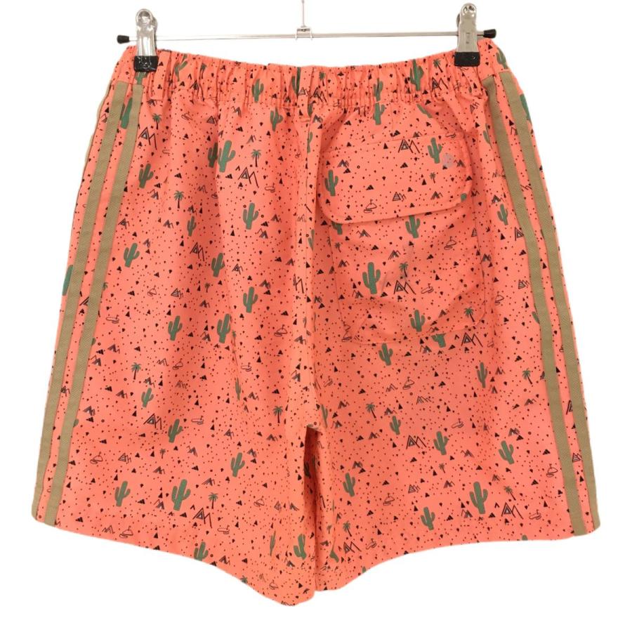 美品】アディダス ハーフパンツ サーモンオレンジ×グリーン サボテン柄