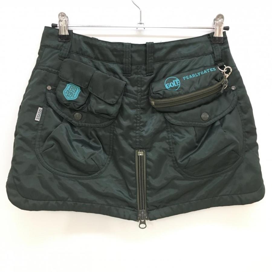 パーリーゲーツ　中綿　ゴルフ　スカート パーリーゲイツ 中綿スカート ダークグリーン系 複数ポケット