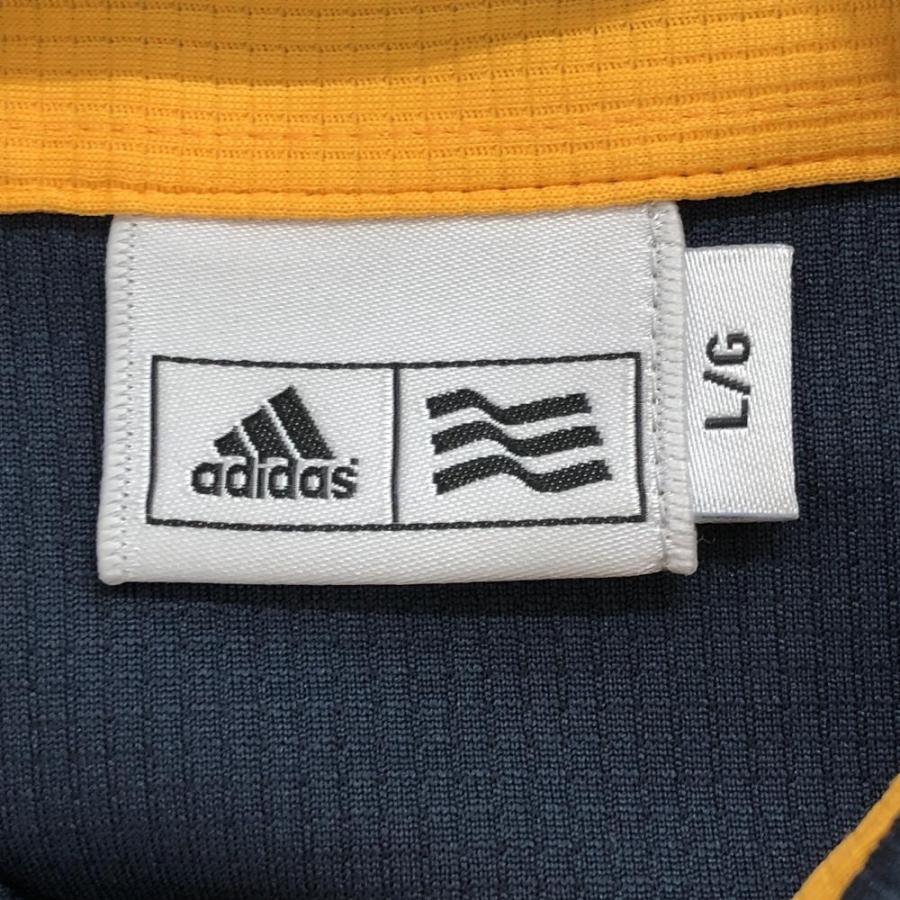 adidas（アディダス） 半袖ポロシャツ ネイビー×オレンジ 格子織生地 3