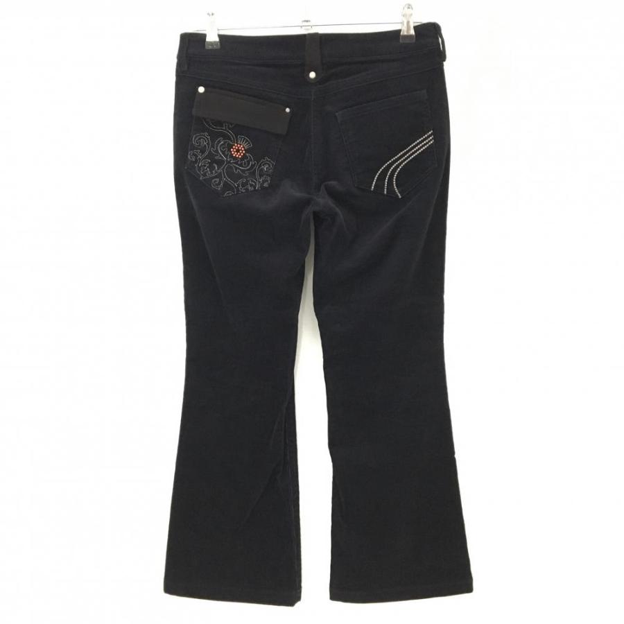 プーマ コーデュロイパンツ 黒 後ポケット刺しゅう レディース L