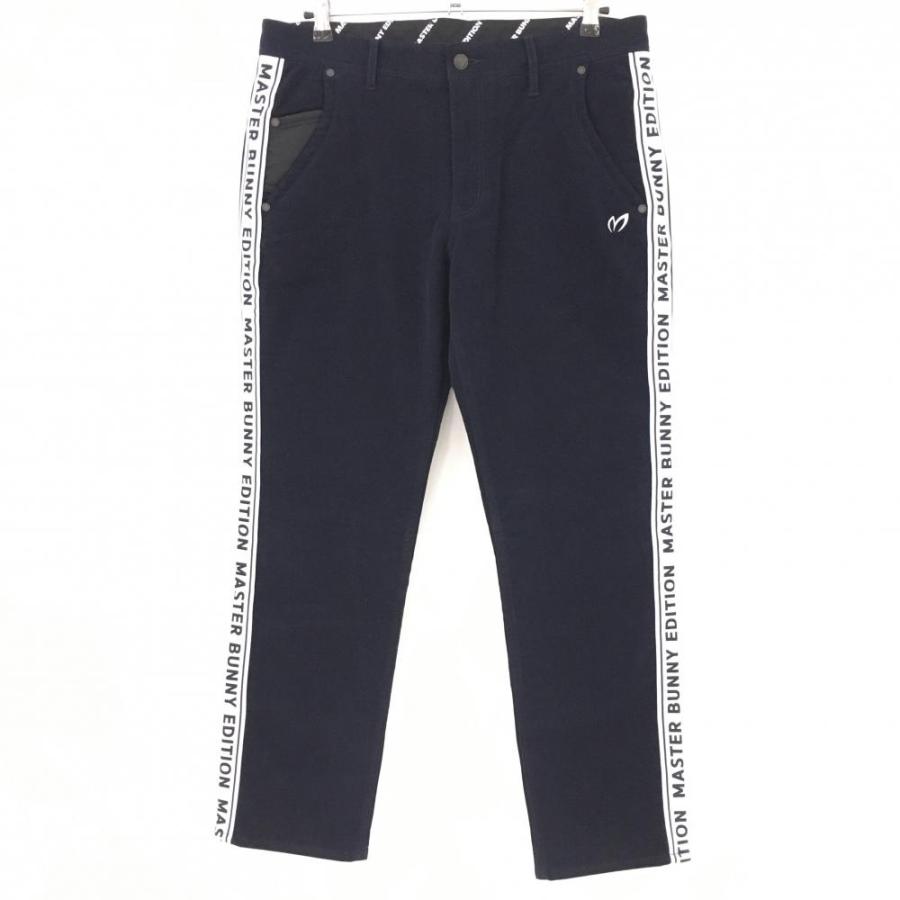 美品】マスターバニー パンツ ネイビー×白 表微起毛 サイドロゴライン  