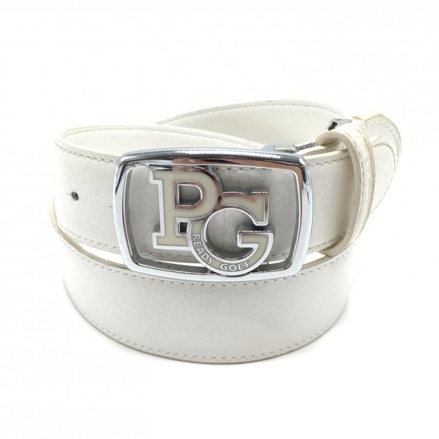 パーリーゲイツ トップ式ベルト 白 シルバーロゴバックル メンズ