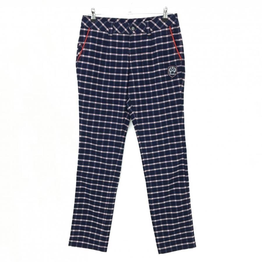 パラディーゾ パンツ ネイビー×レッド チェック柄 フランネル生地 ロゴ