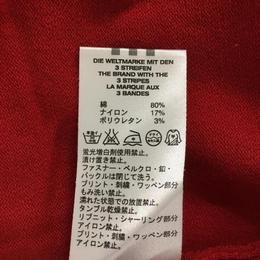 アディダス ハイネックセーター レッド×白 ハーフジップ ネック袖