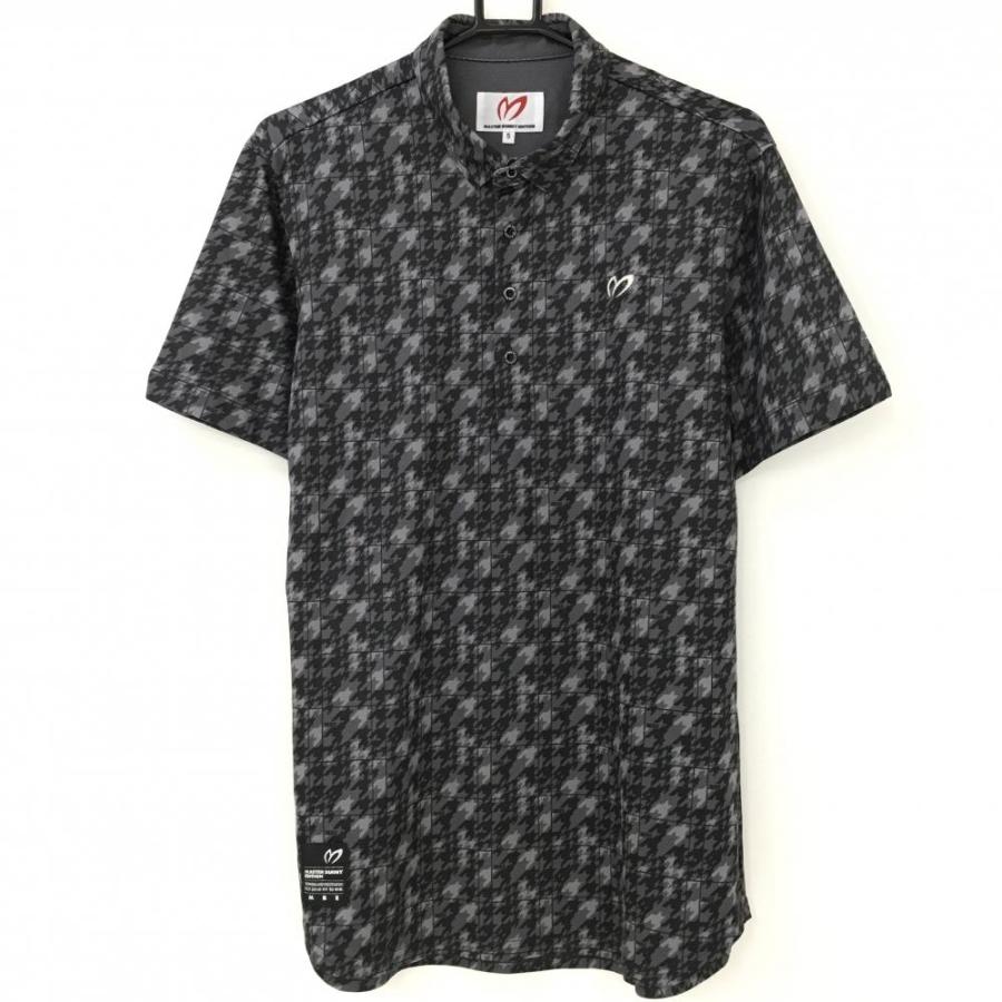 マスターバニー 半袖ポロシャツ 黒×グレー 千鳥格子 チェック メンズ 5  