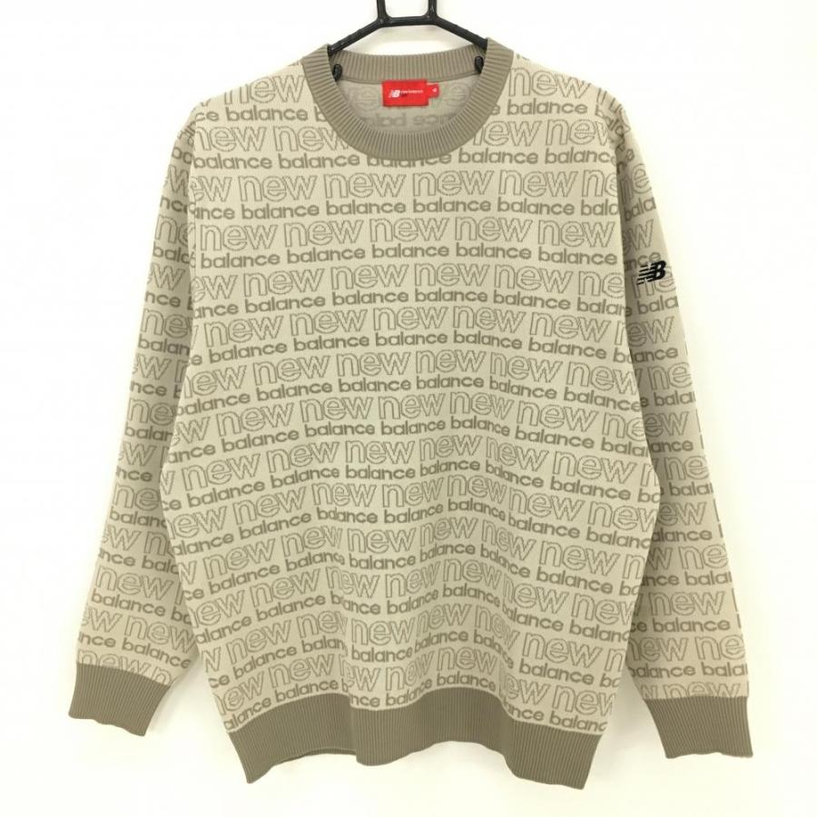 美品】ニューバランスゴルフ セーター ベージュ×グレージュ系 美品】ニューバランスゴルフ セーター ベージュ×グレージュ系