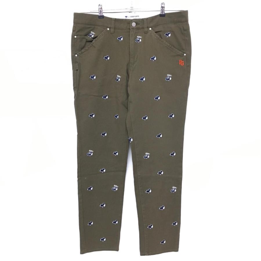 パーリーゲイツ×PEANUTS パンツ カーキ×ネイビー スヌーピー 刺しゅう  