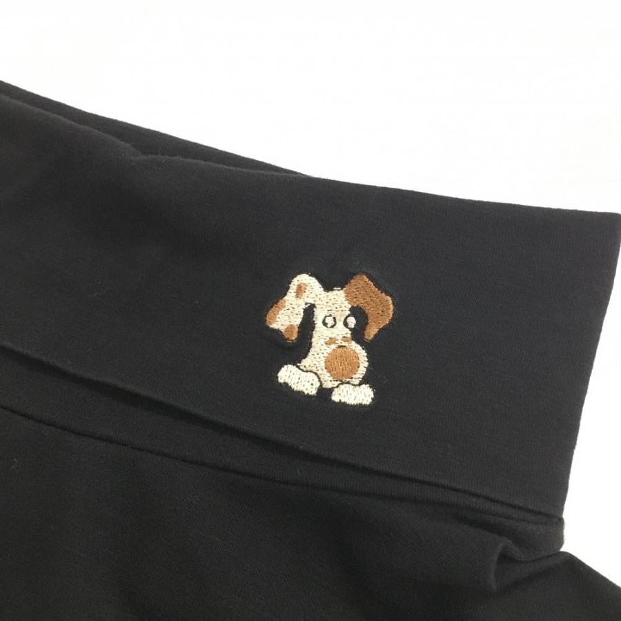 MUスポーツ 長袖タートルネックシャツ 黒 ネック犬刺しゅう レディース 