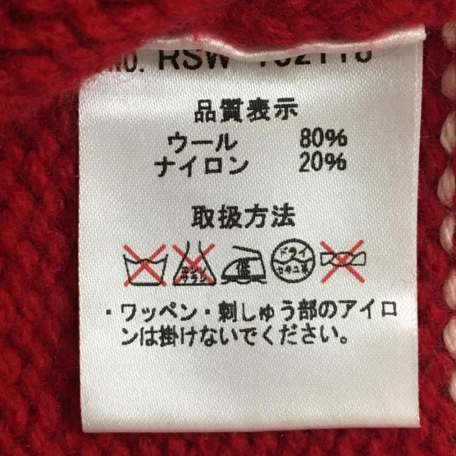 ラッセルノ ニットジップベスト レッド×白 ビッグワッペン レディース