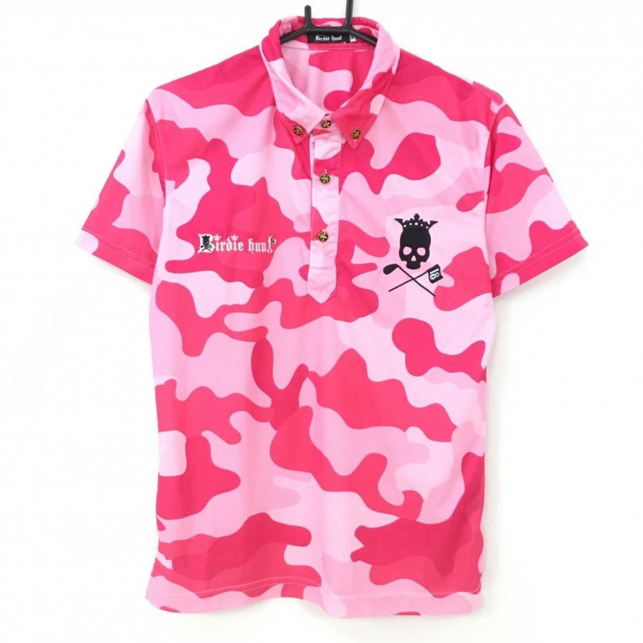 バーディーハント　レディース　ポロシャツ　スカート　ベルト　サンバイザーセット バーディーハント 半袖ポロシャツ ピンク 迷彩 カモフラ ボタンダウン