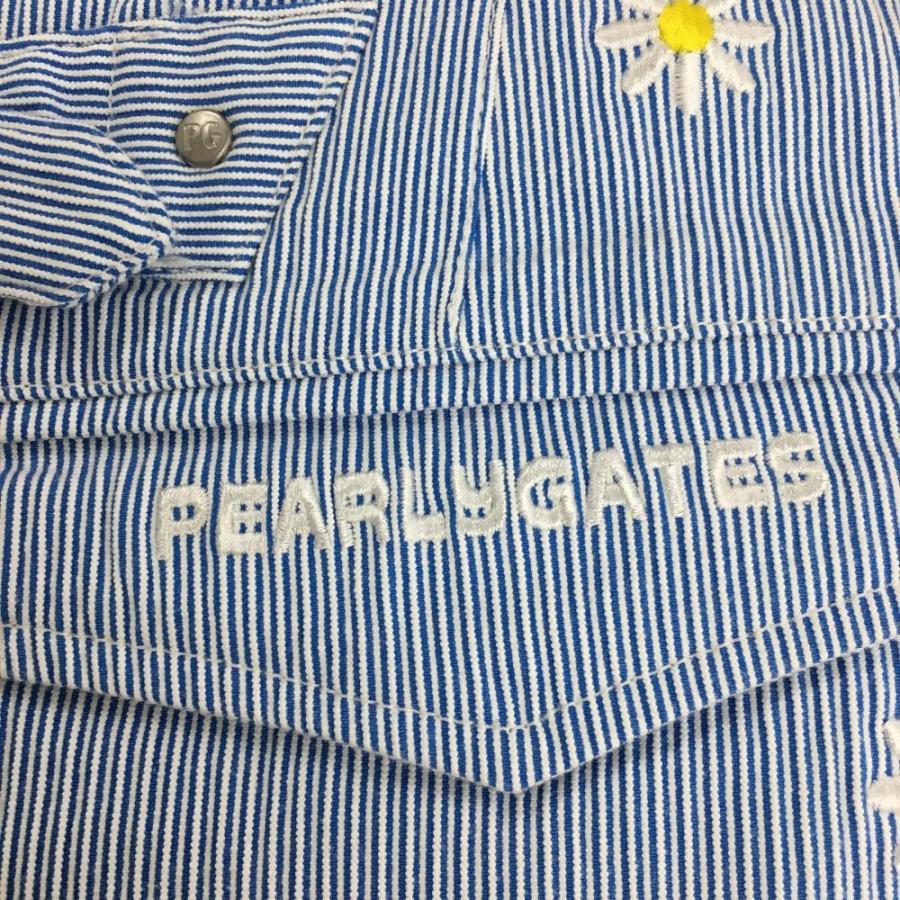 PEARLY GATES パーリーゲイツ スカート ブルー×白 細ストライプ