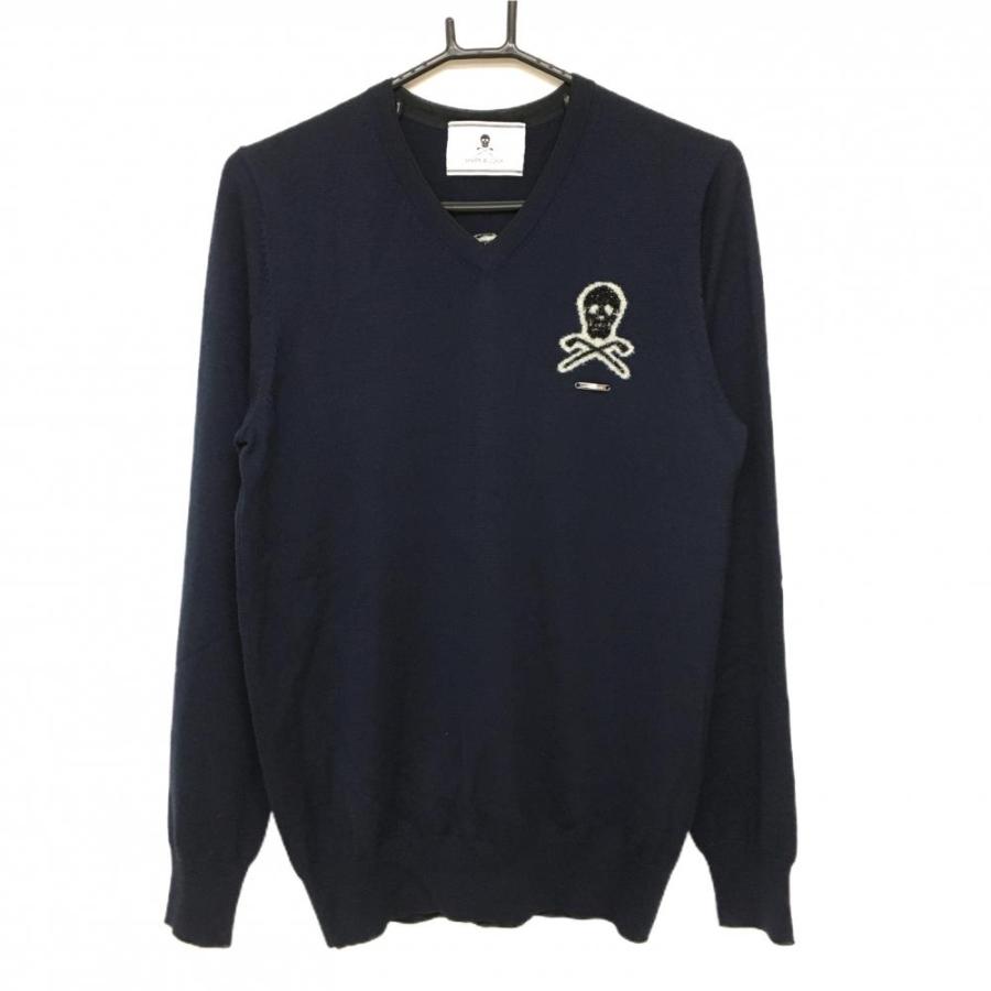 MARK&LONA スカル刺繍 ニットセーター 黒 M MARK&LONA マークアンドロ