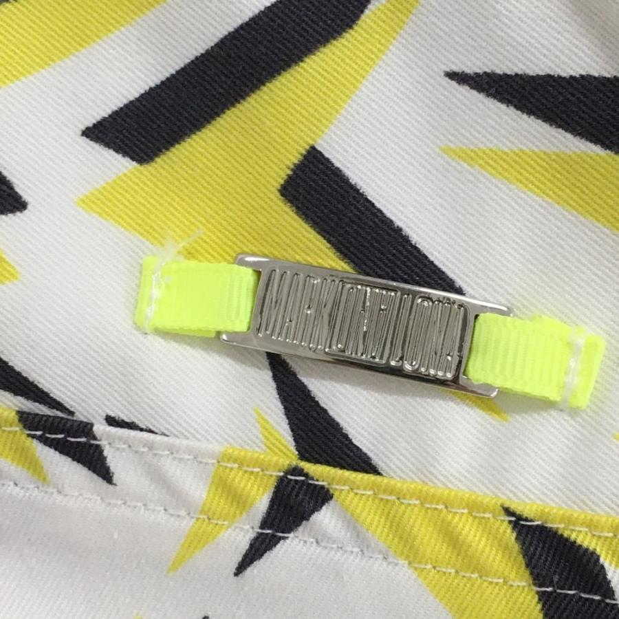 マークアンドロナ パンツ 白×イエロー×黒 総柄 ポケット口