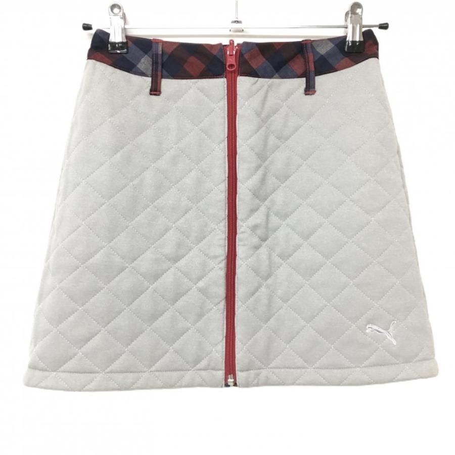 PUMA（プーマ） 中綿リバーシブルスカート レッド×ネイビー チェック柄