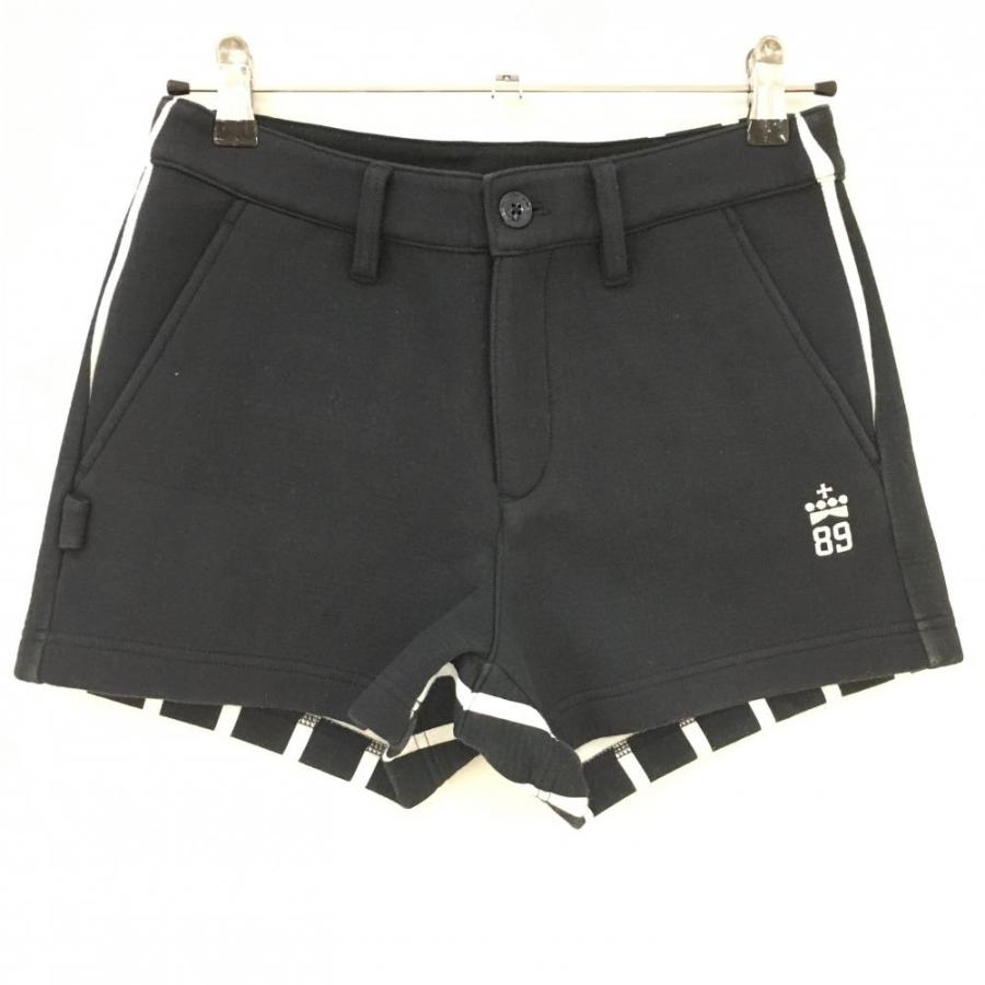 パーリーゲイツ ショートパンツ 黒×白 後ストライプ レディース 0(S