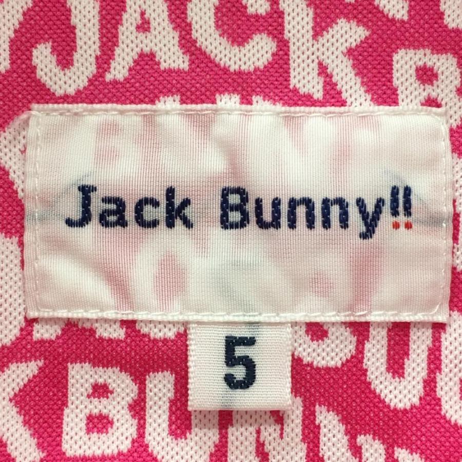 Jack Bunny!!（ジャックバニー） 半袖ポロシャツ ピンク×白 ロゴ総柄