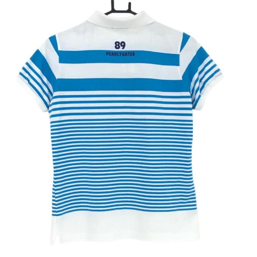 サイズ：2 PEARLY GATES パーリーゲイツ  半袖ポロシャツ ボーダー柄 ホワイト系 [240101486411] ゴルフウェア レディース ストスト サイズ：2 PEARLY GATES パーリーゲイツ 半袖ポロシャツ