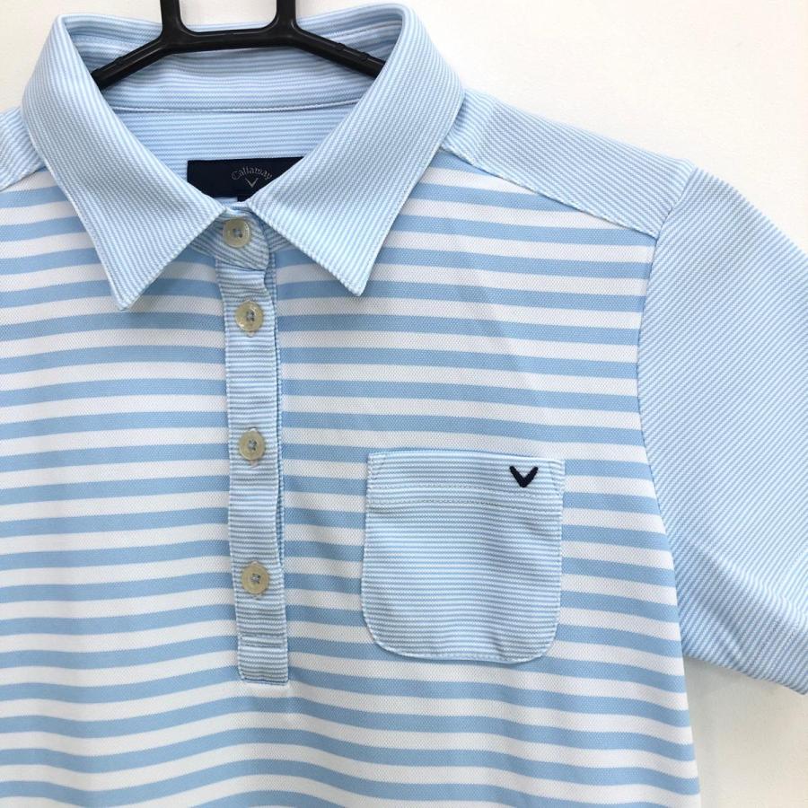 Callaway（キャロウェイ） 半袖ポロシャツ ライトブルー×白 ボーダー