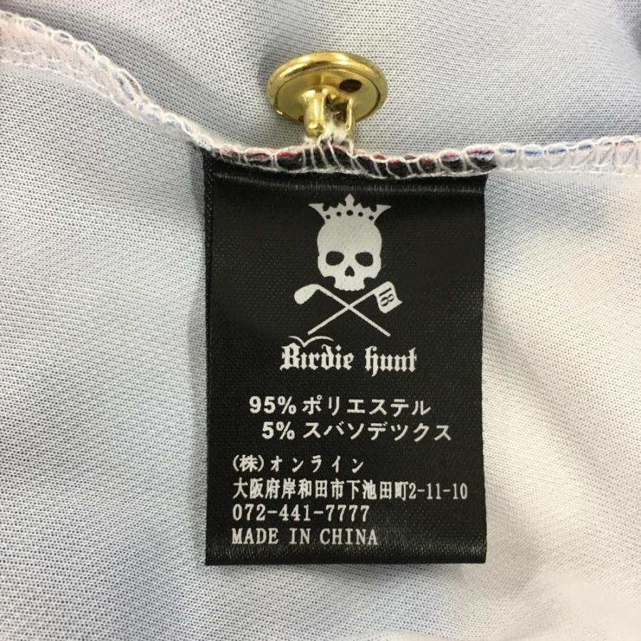 美品☆バーディーハント バーディーハント 半袖ポロシャツ ブルー×白 青空 雲柄 襟ロゴ刺しゅう