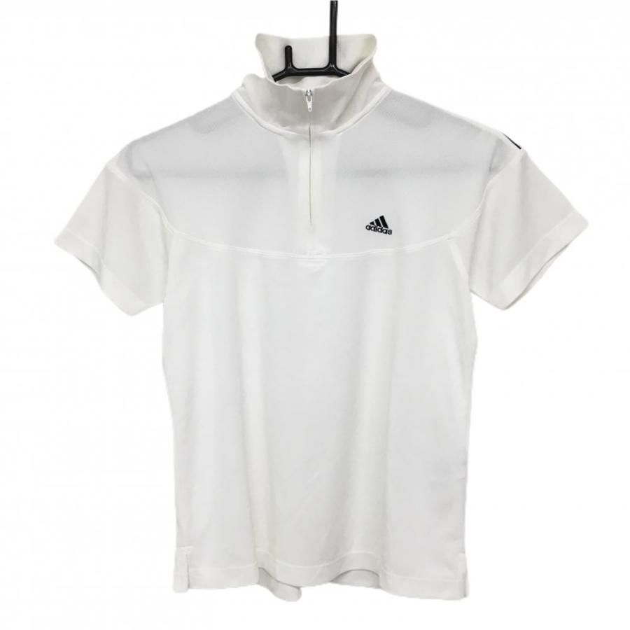 adidas（アディダス） 半袖ハイネックシャツ 白 織生地 ハーフジップ 