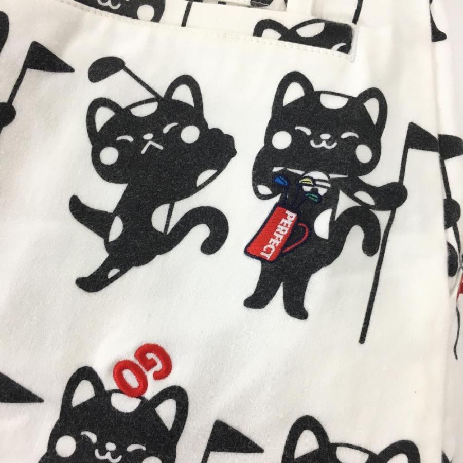 ルコック スカート 白×黒 猫 総柄 ストレッチ レディース 11 ゴルフ