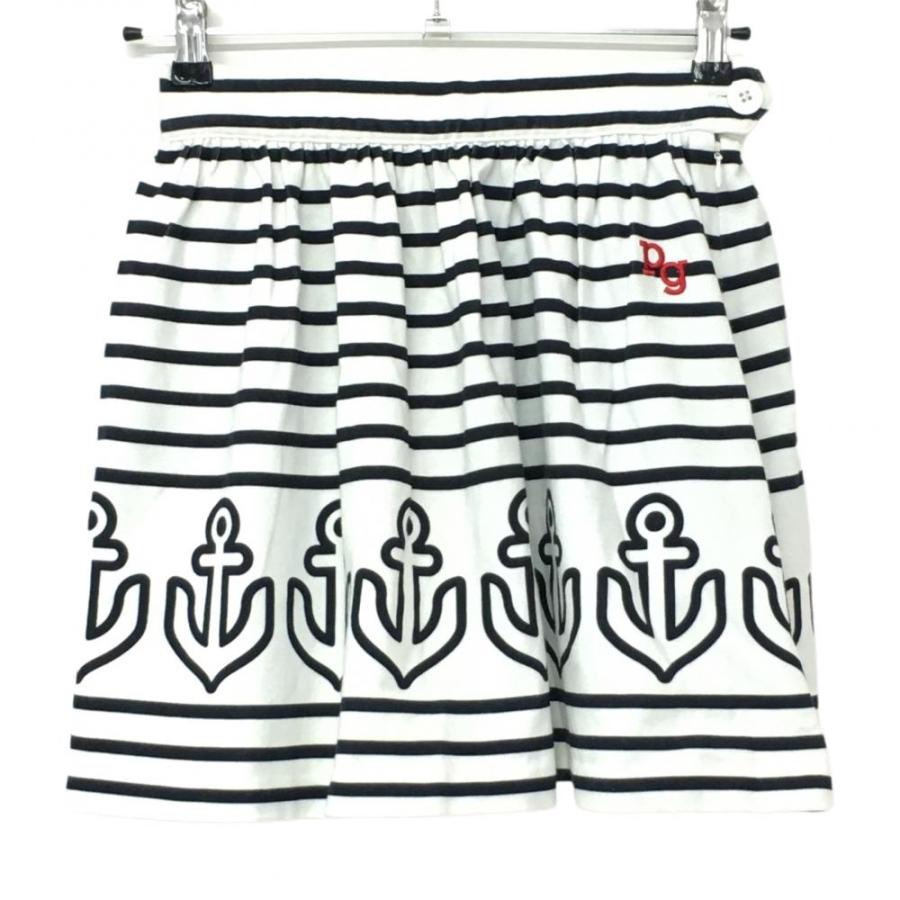 新品★29,700円 パーリーゲイツ エンボスロゴ太ボーダースカート 黒白 S パーリーゲイツ PG 【ストレッチ】太ボーダー柄エンボスロゴ