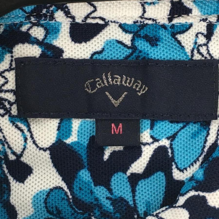 Callaway（キャロウェイ） 半袖ワンピース 白×ライトブルー 花柄 ロゴ