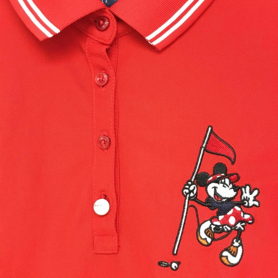23区GOLF 23区ゴルフ×DISNEY 半袖ポロシャツ レッド×白 ミニーマウス