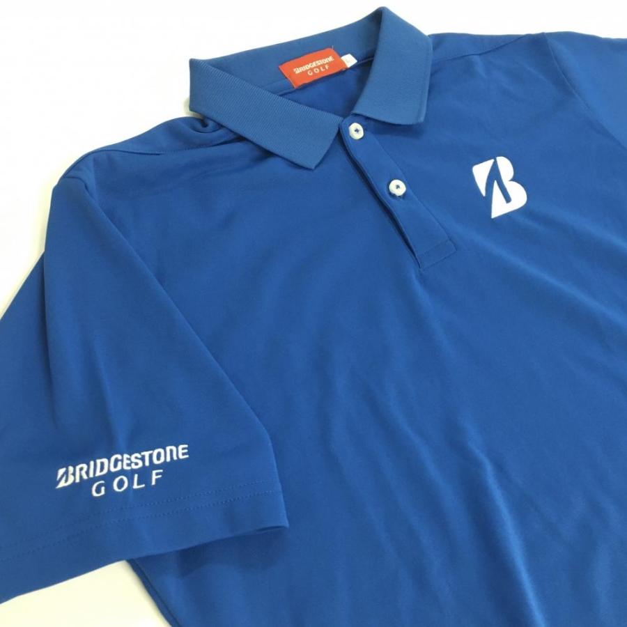 BRIDGESTONE GOLF ブリヂストン 半袖ポロシャツ ブルー ロゴ白 BRIDGESTONE GOLF ブリヂストン 半袖ポロシャツ ブルー ロゴ白