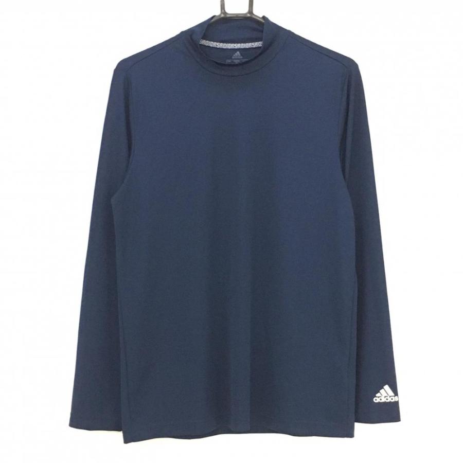 adidas（アディダス） 長袖ハイネックシャツ ネイビー 袖口ロゴ