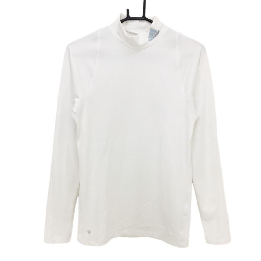 adidas（アディダス） ハイネックインナーシャツ 白 ネックロゴ 厚手