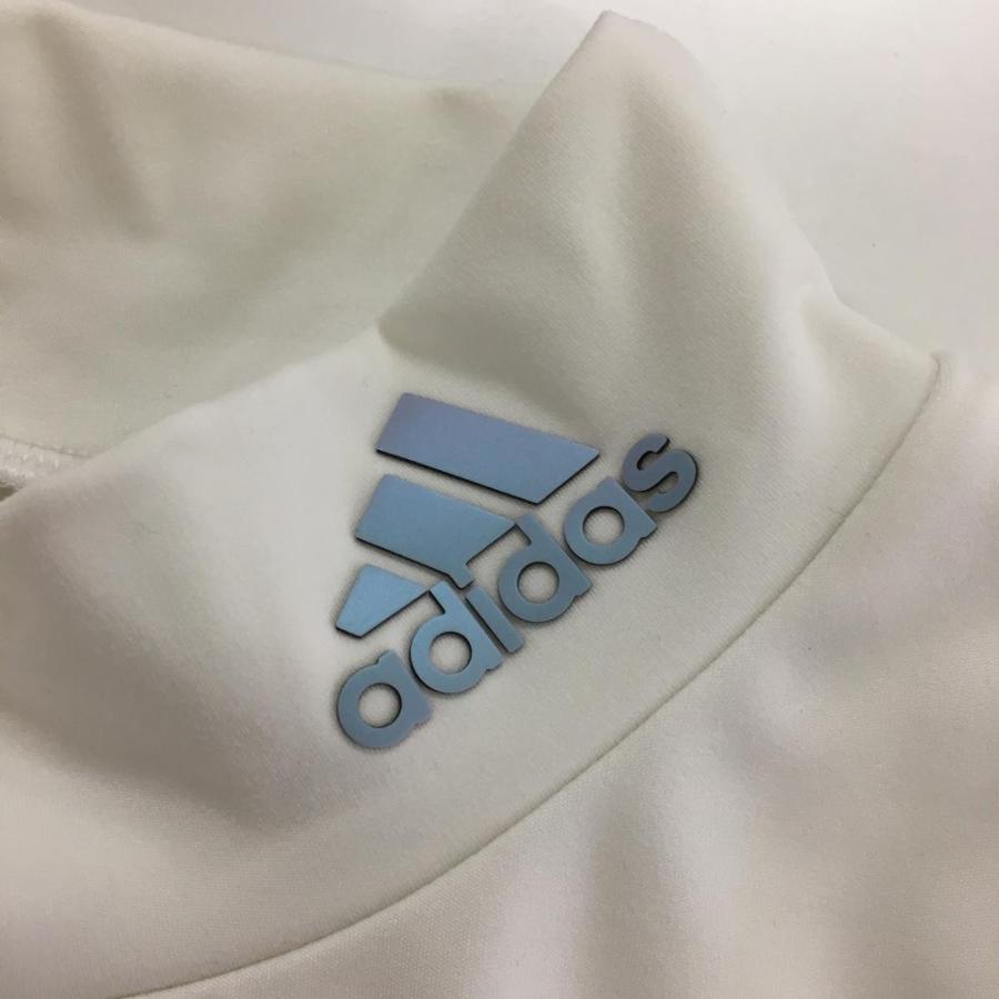 adidas（アディダス） ハイネックインナーシャツ 白 ネックロゴ 厚手