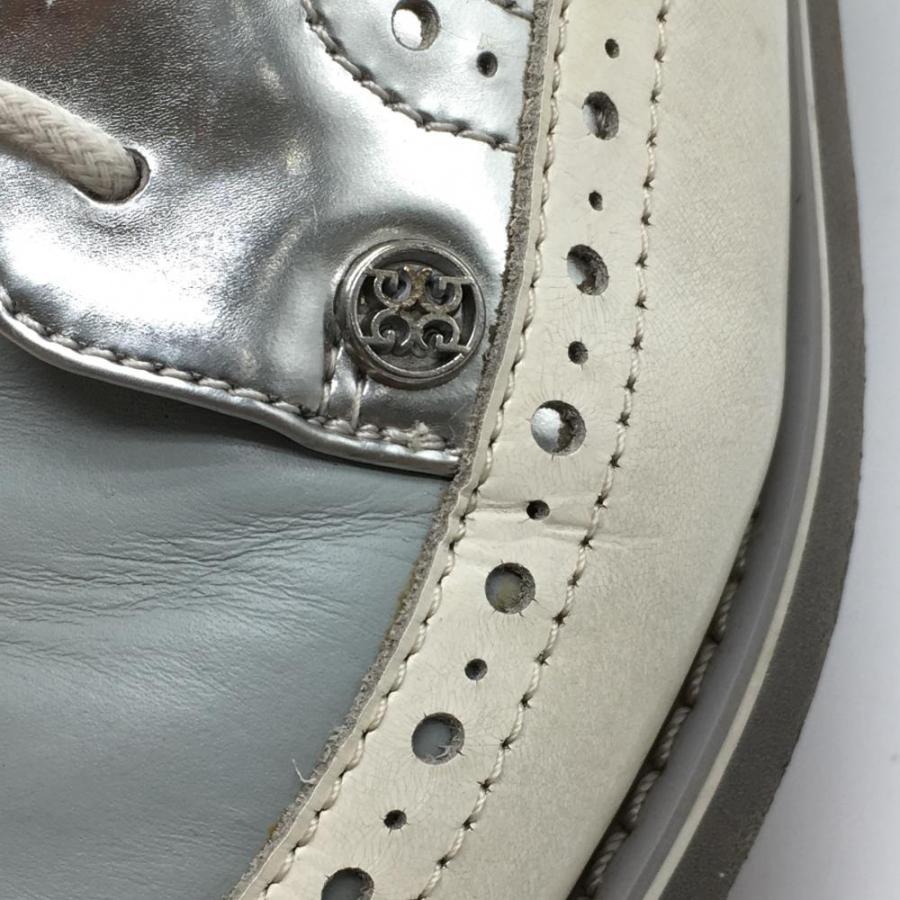 ジーフォア ゴルフシューズ 白×シルバー スパイクレス SW171562BG