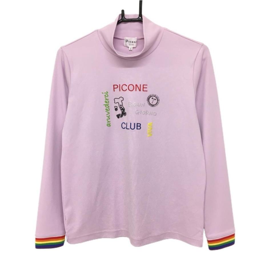 新品】ピッコーネ 長袖ハイネックシャツ パープル ロゴ刺しゅう UV