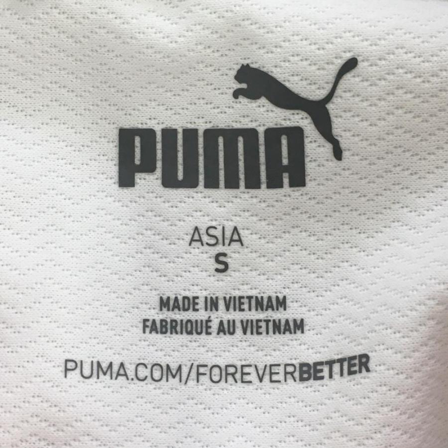 PUMA プーマ 半袖ポロシャツ 白 地模様 裾メッシュ チュニック丈