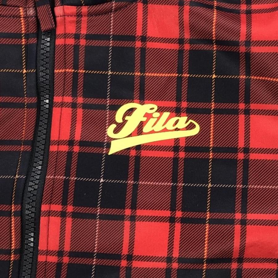 ■ 美品 FILA フィラゴルフ 裏起毛 ジップ チェック ブルゾン 4L フィラゴルフ ジャケットブルゾン レッド×ネイビー チェック ロゴ